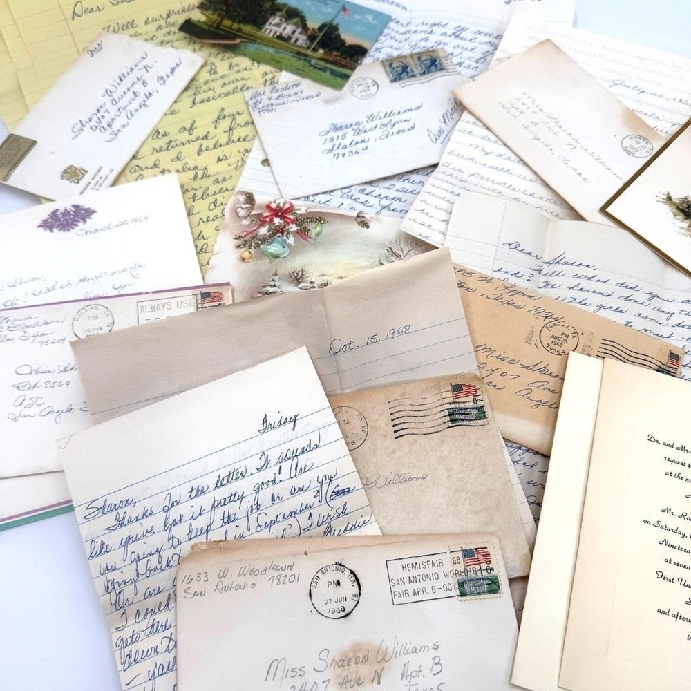 Vintage 1960s Personal Lot Ephemera Collection Handwritten Texas Postcards Cards